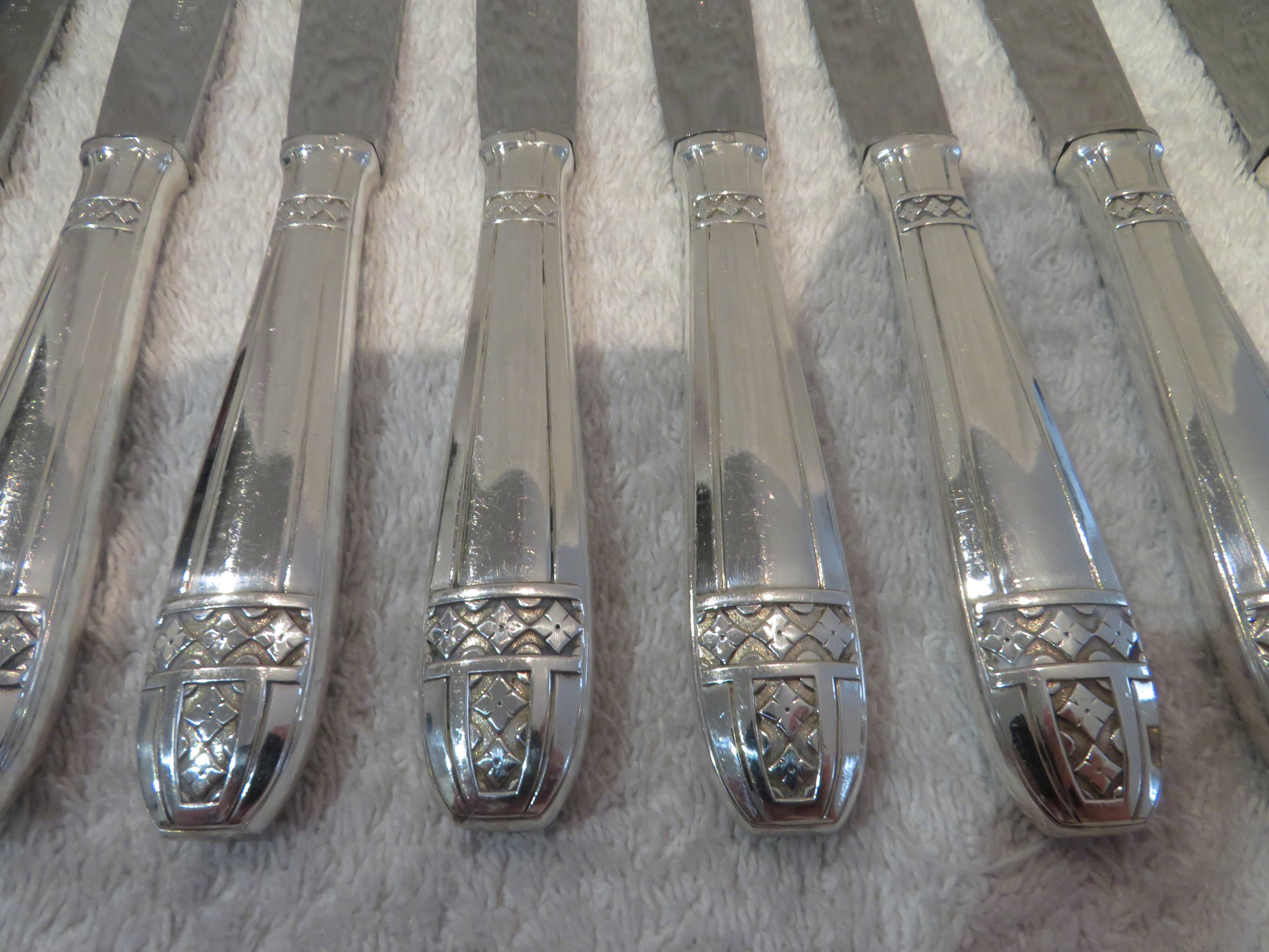 12 Dixi Grand Prix Monaco silver plated dessert knives 20.5cm