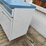 Kitchen cabinet in blue formica 4 doors 4 drawers