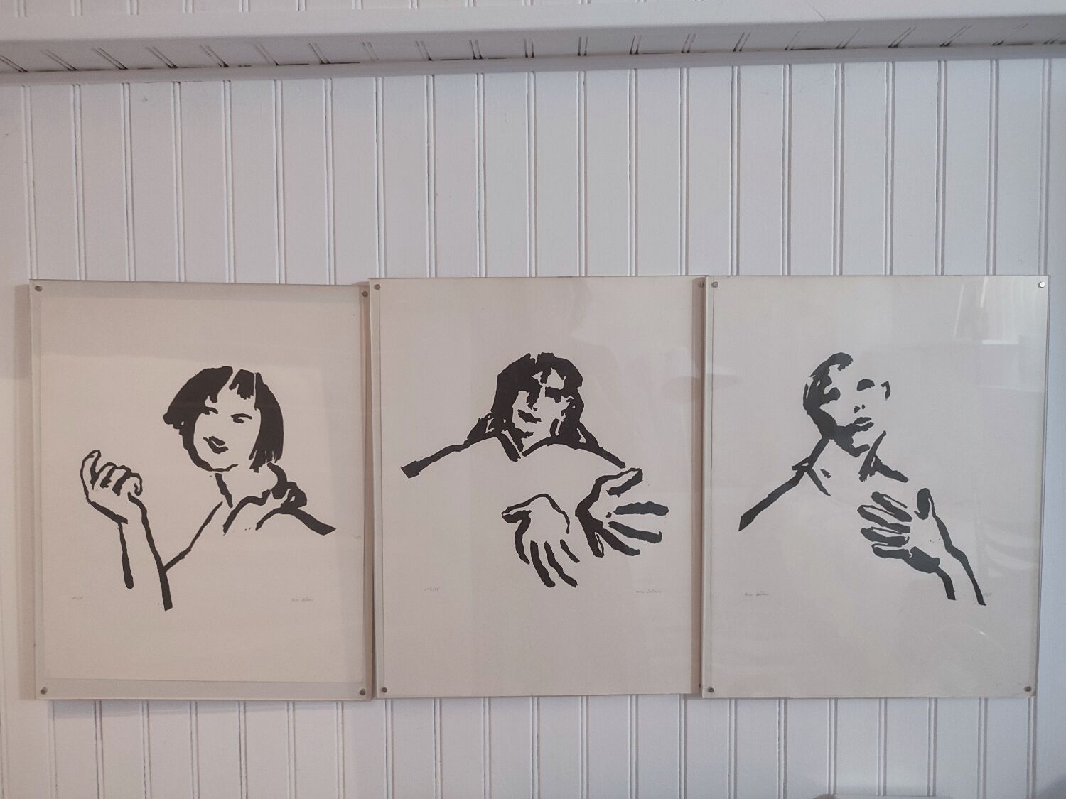 Set of three paintings by Anne Salaün.