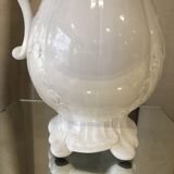 Pitcher has beautiful model beyerle niderviller black earth enamelled with white