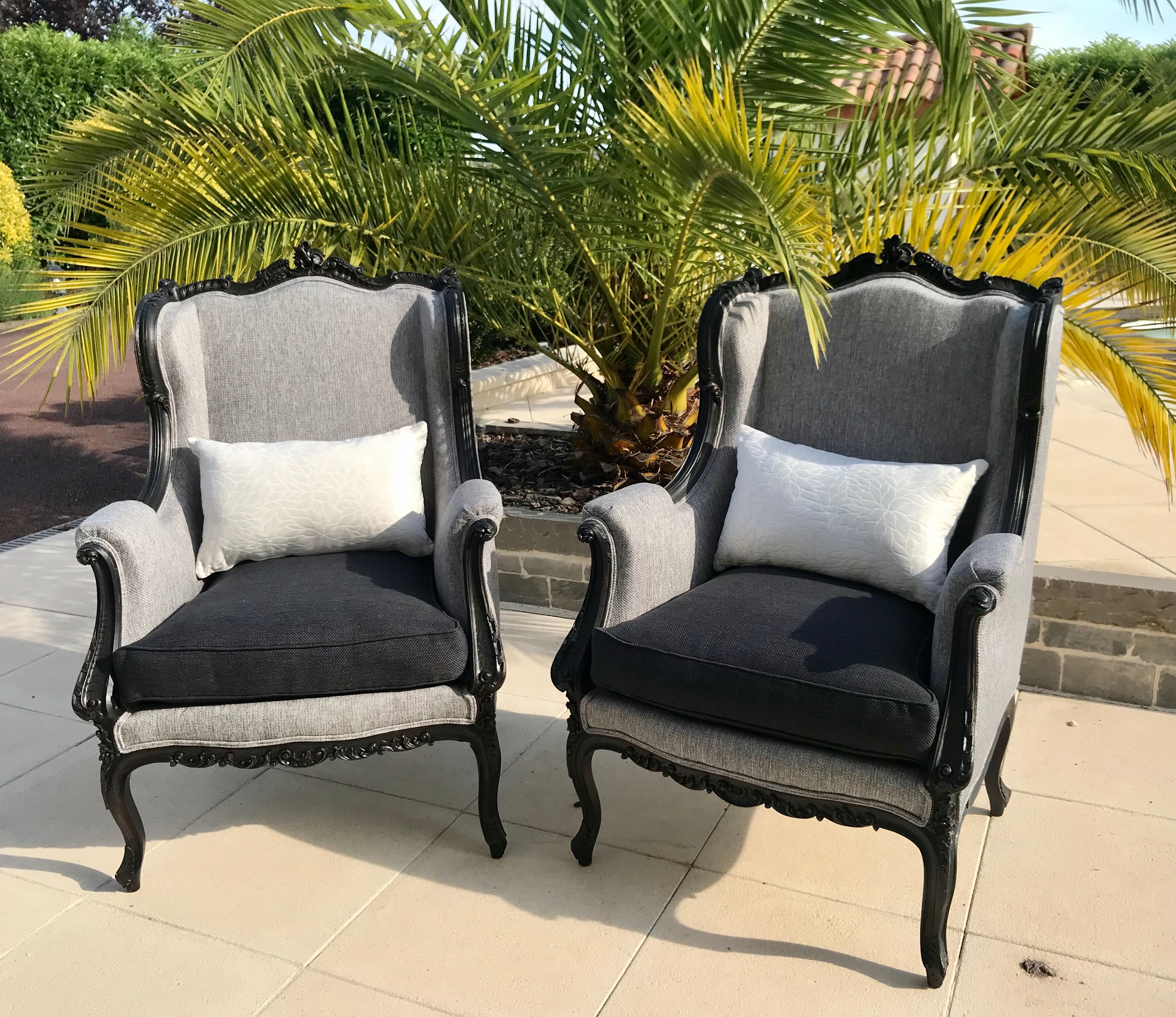 2 shepherdess armchairs with old ears nineteenth fully restored