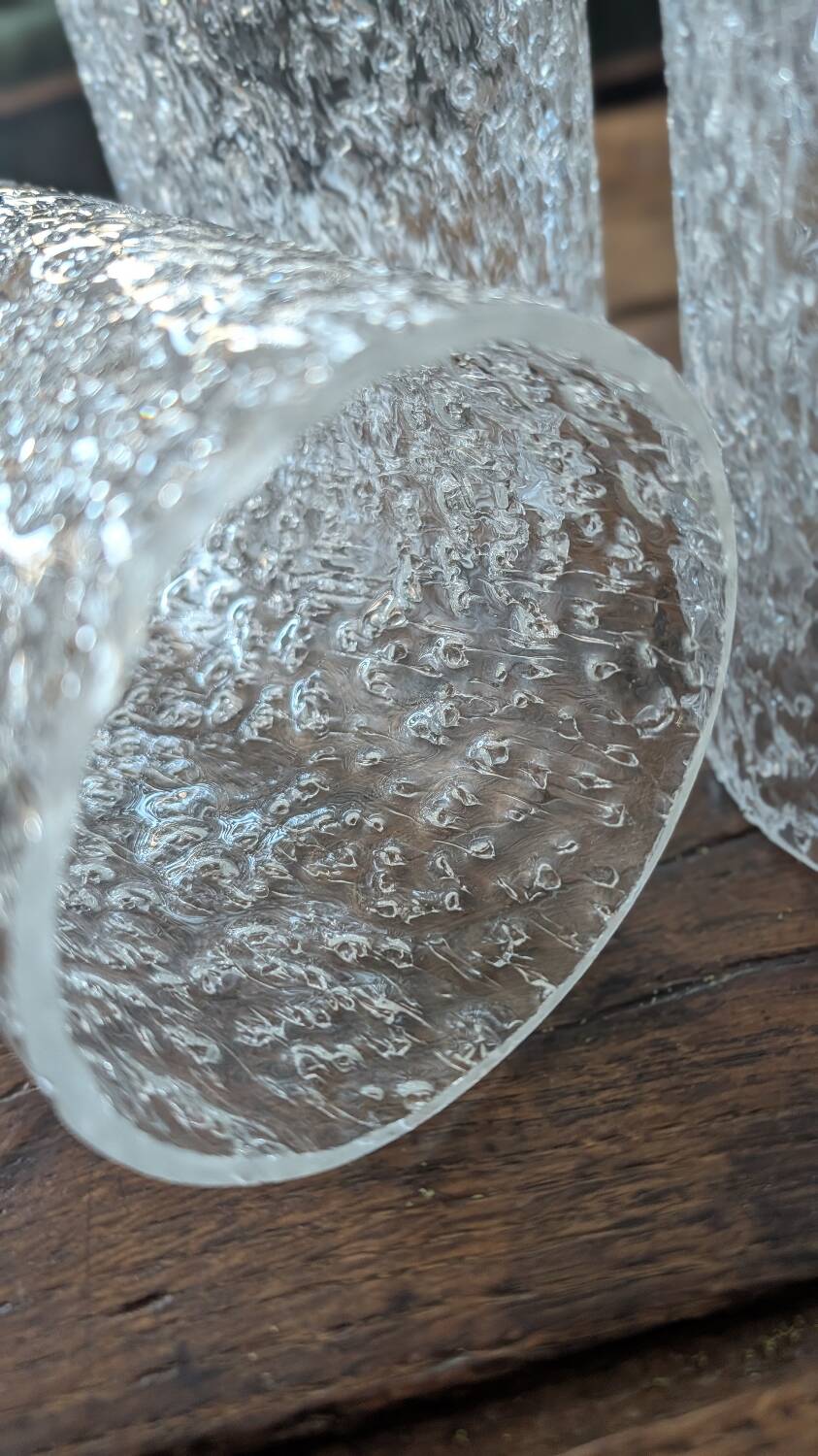 Set of three glass lampshades "70's Crater"