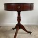 Antique Mahogany and Leather Side Table on Casters