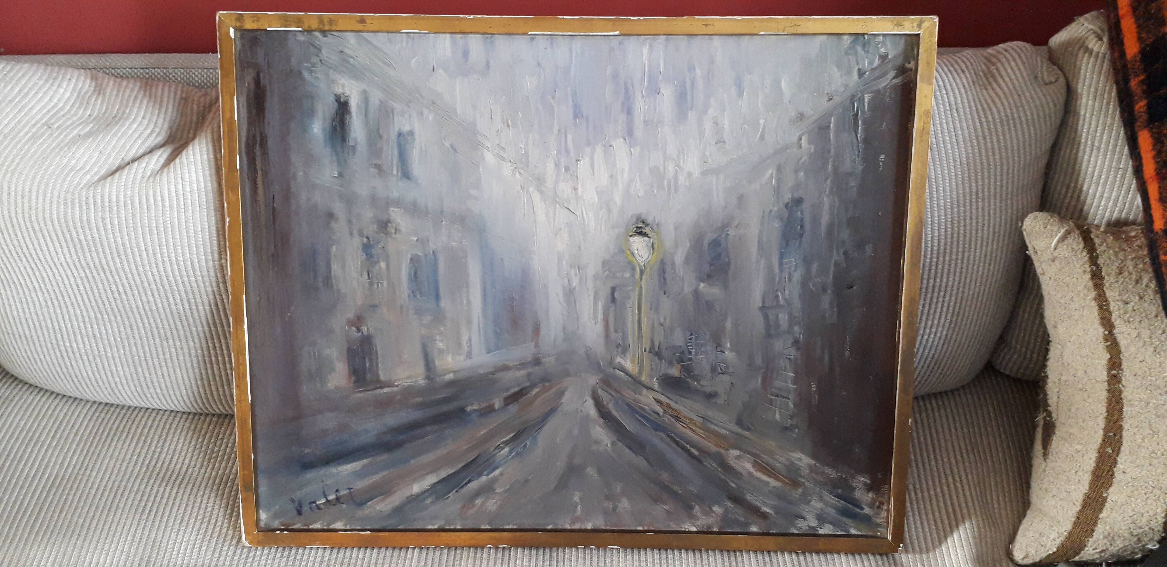 Old oil painting on canvas