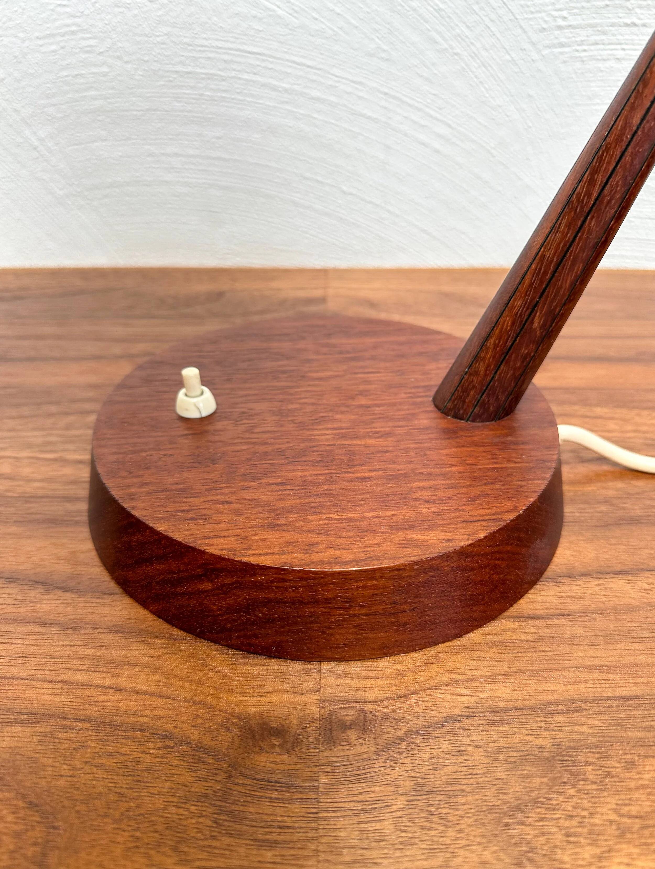 1960s Vintage Teak & Sisal Table Lamp by Temde Leuchten, Switzerland