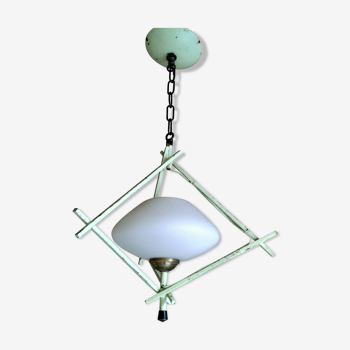 Metal chandelier and opaline 1960