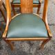 4 gondola chairs, Charles X restoration, solid wood and green leather, 19th century.