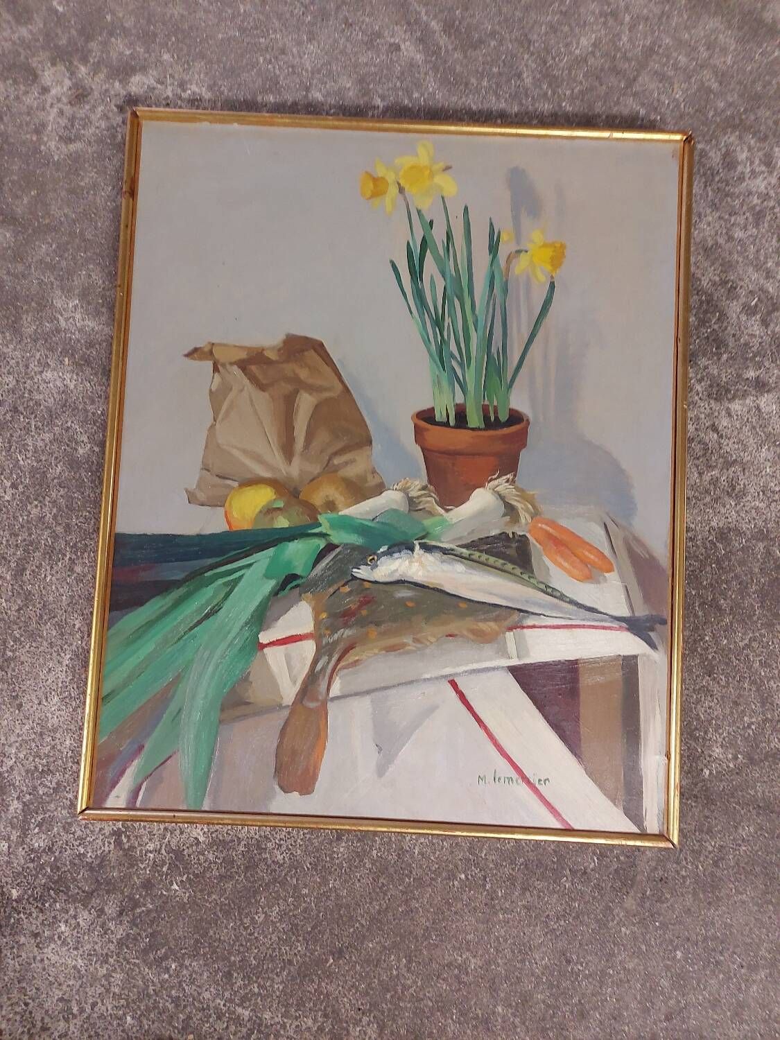 Painting, oil on canvas still life, Michel Mercier