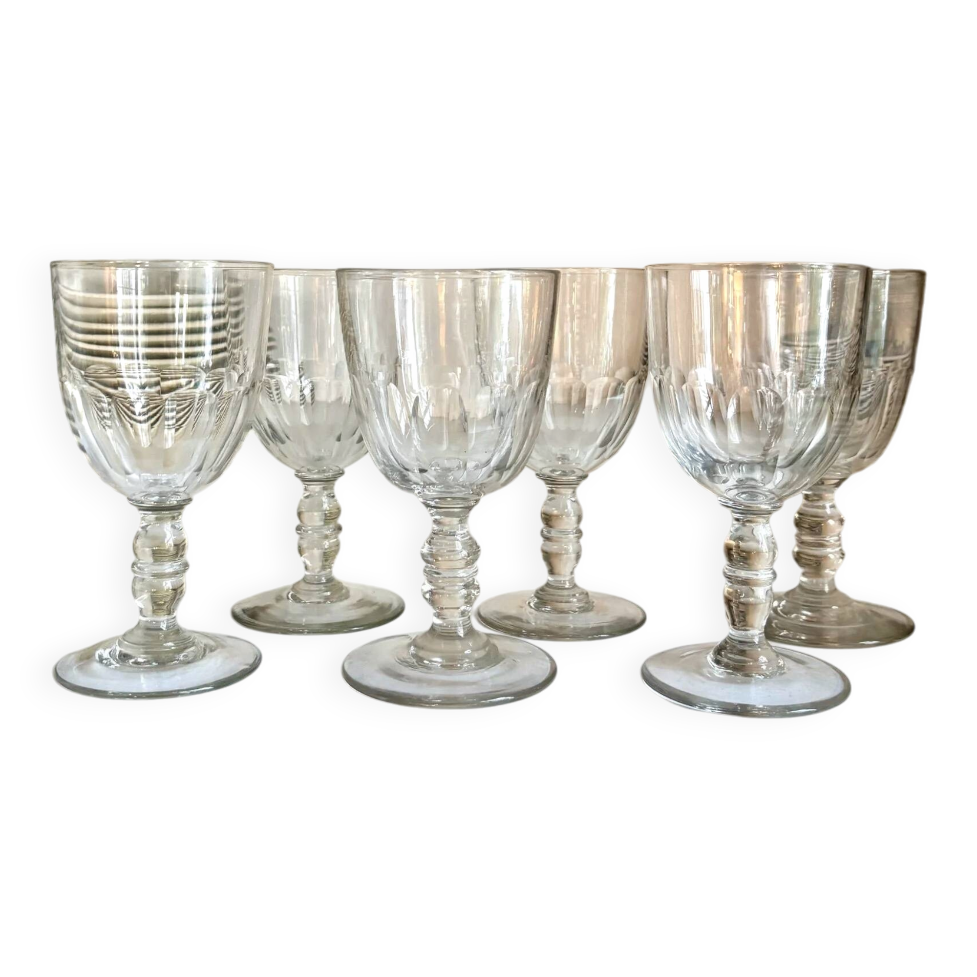 6 crystal stemmed glasses attributed to Baccarat, Gondole model