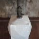 Cracked ceramic Art Deco lamp, table lamp, cube-shaped lamp.