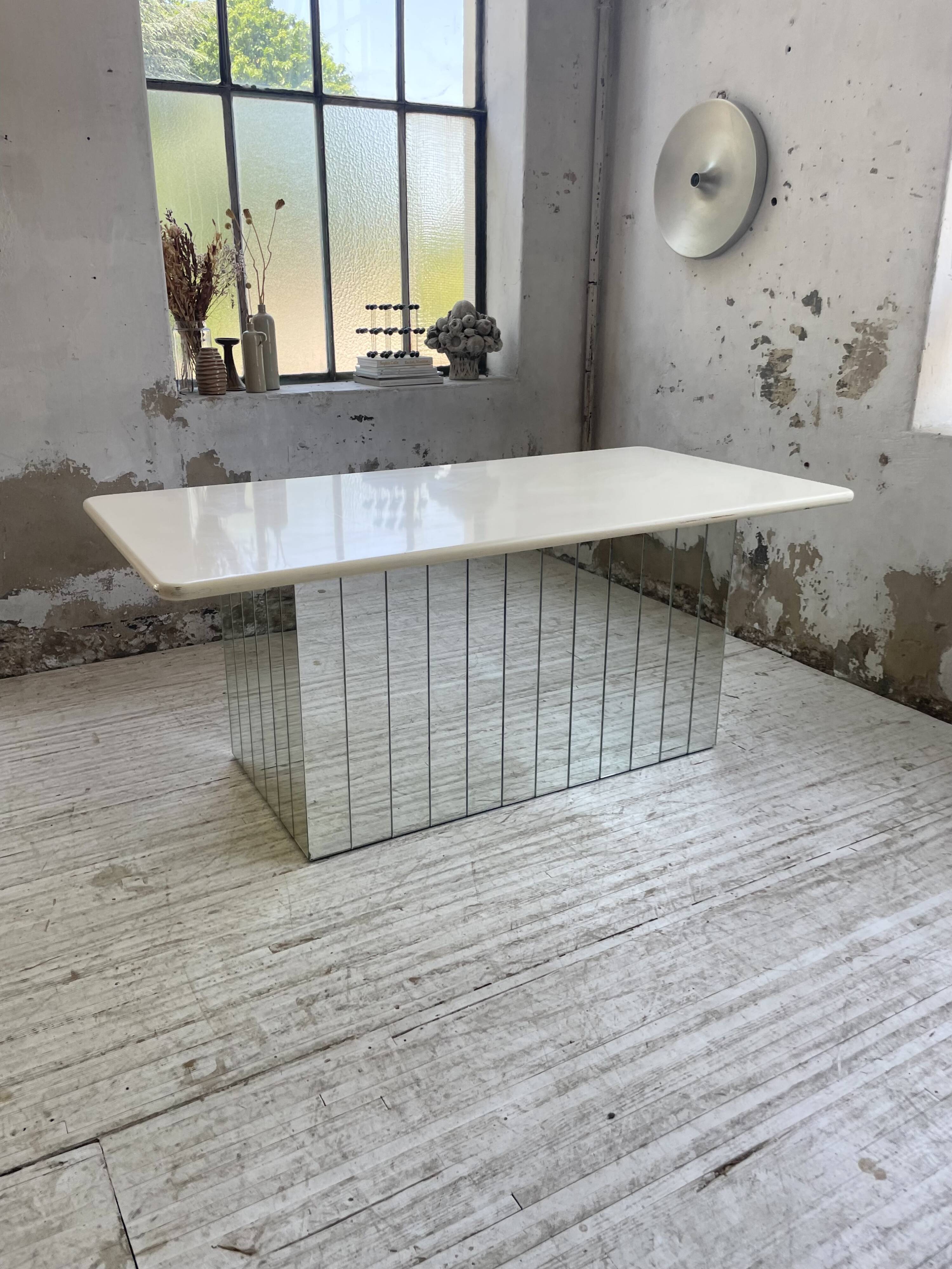 80s lacquered desk and mirror