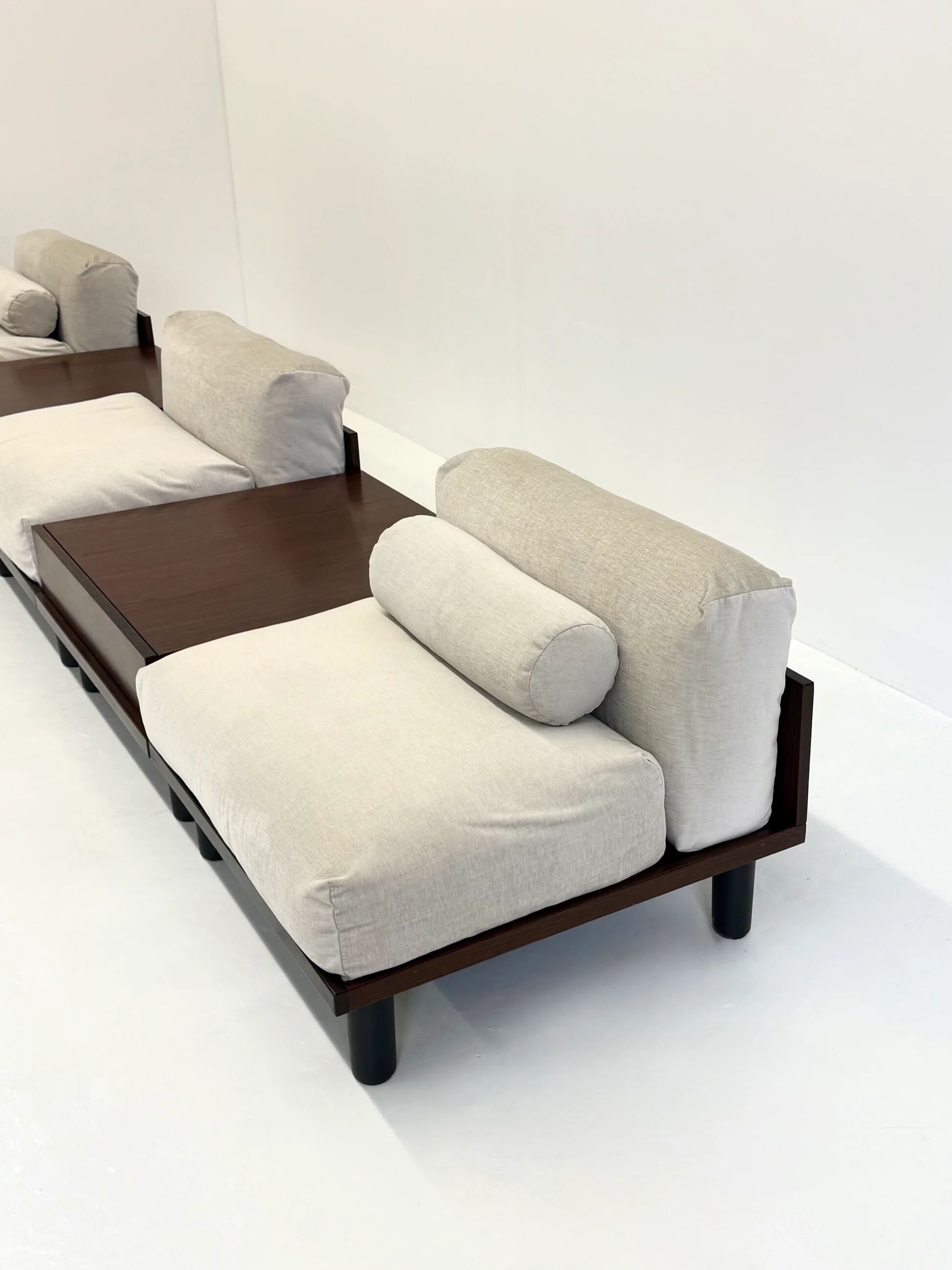 Italian modular sofa with coffee table set in Japandi style
