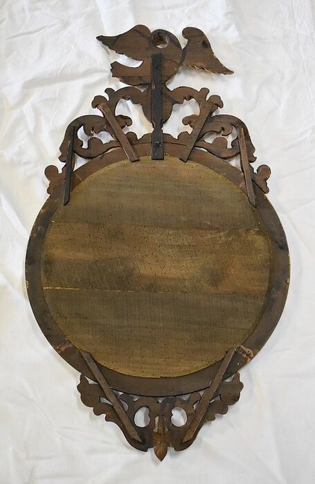 Ancient golden wood witch mirror - late 19th century