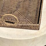 Rectangular Asian handmade basket with circular handle L:45 l:35