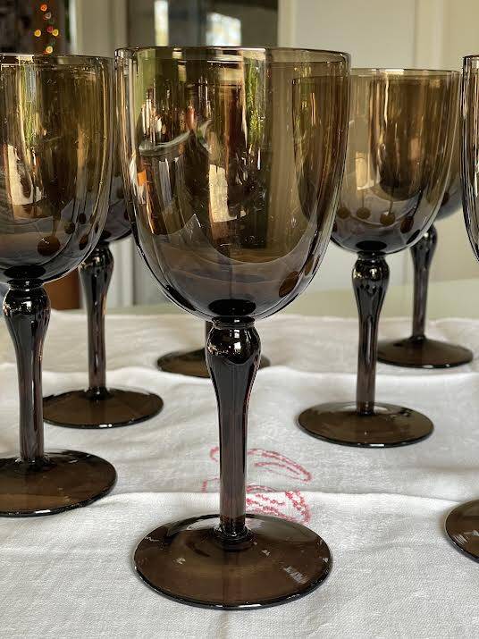 Smoke black tint stemmed glasses