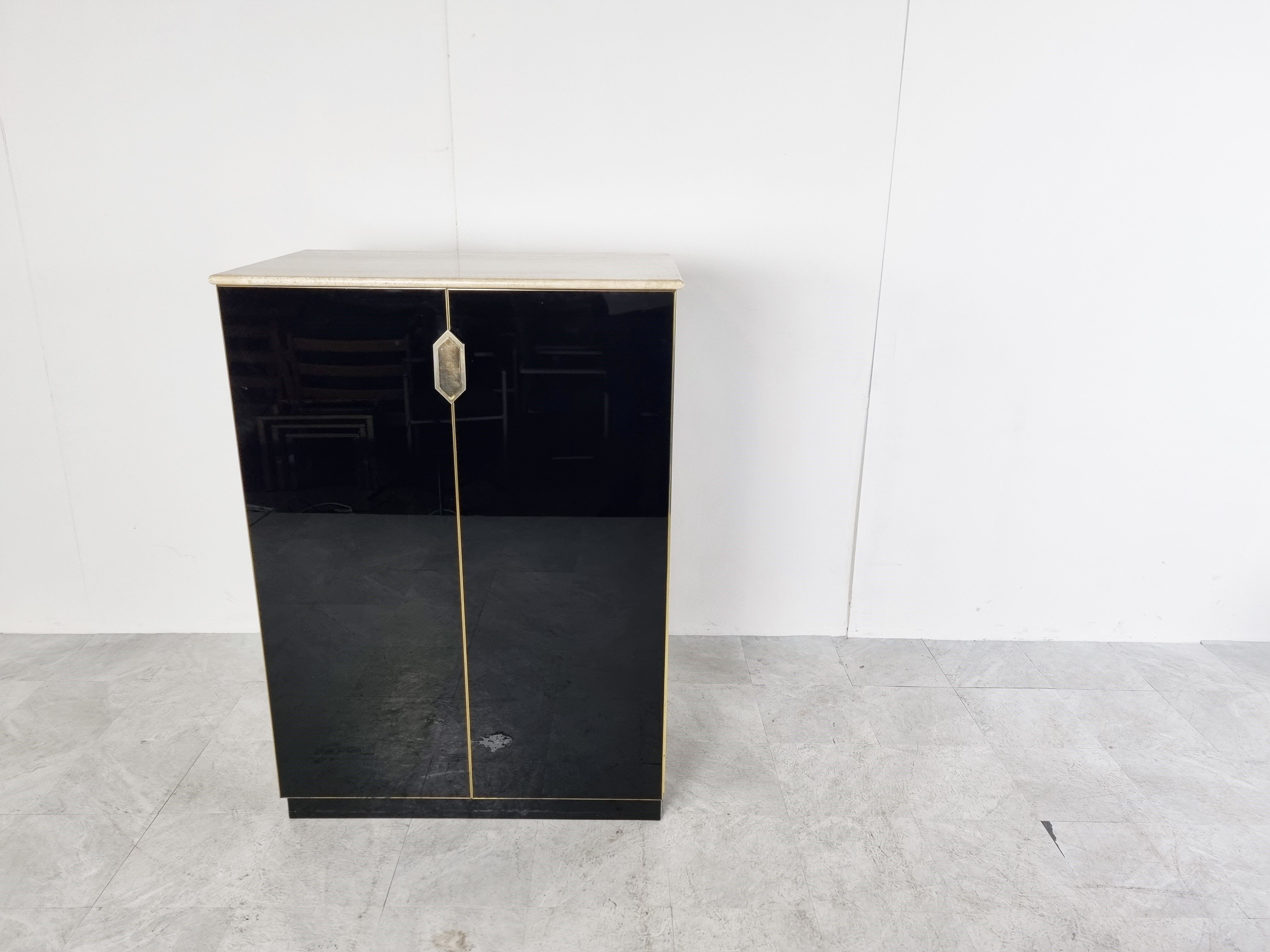 Bar en verre noir, années 1970