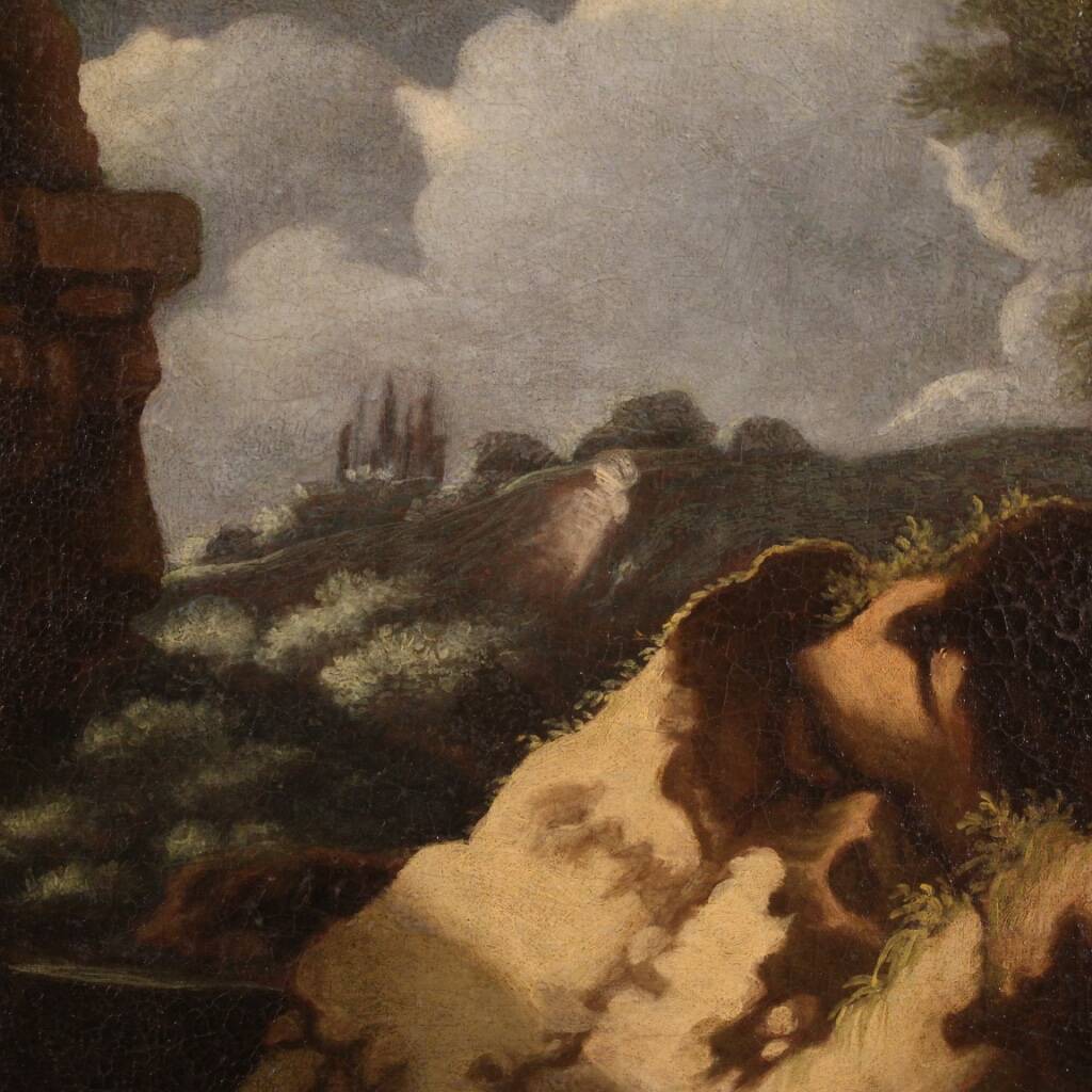 Painting wooded landscape with St. John the Baptist from 18th century