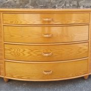 Wood, bamboo and rattan chest of drawers, Cerda, vintage, 80s