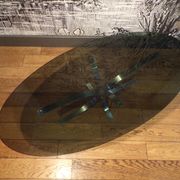 Oval coffee table, 1970s, smoked glass