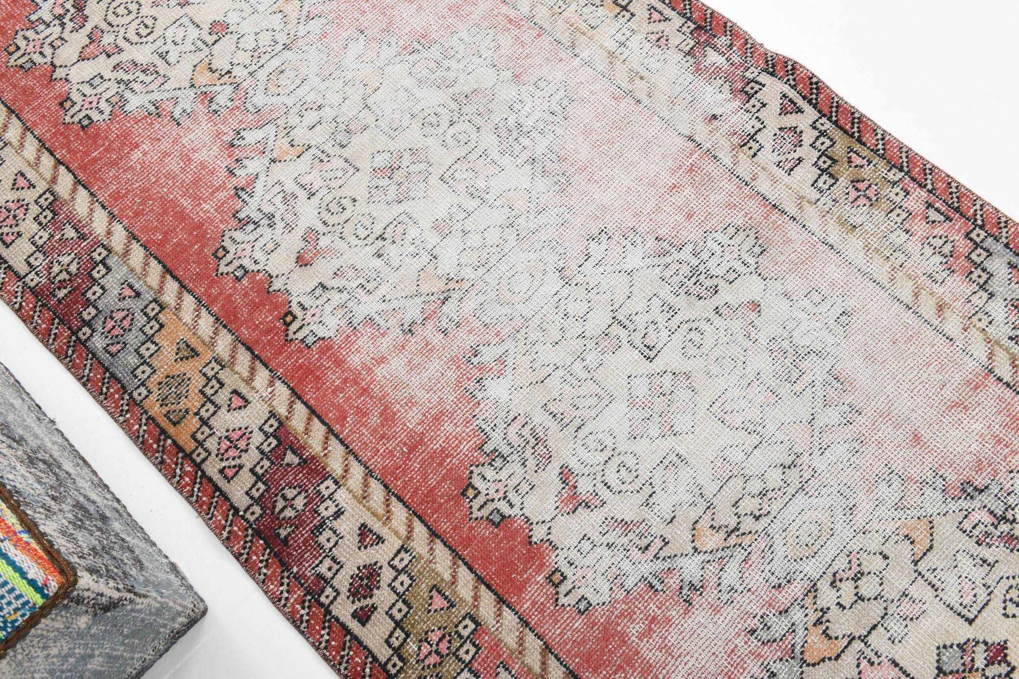 3x9 Rug For Hallway Antique Red Vintage Runner Rug, 102x261Cm SK 3931