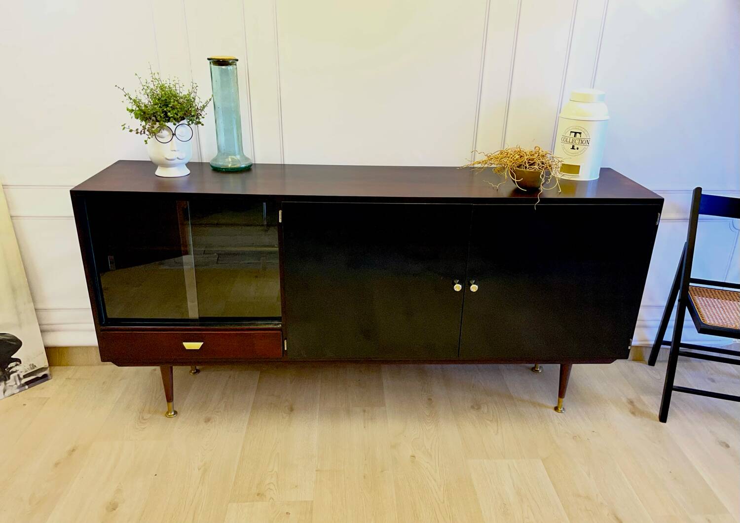 Vintage enfilade design 60s/70s – wood and black lacquer