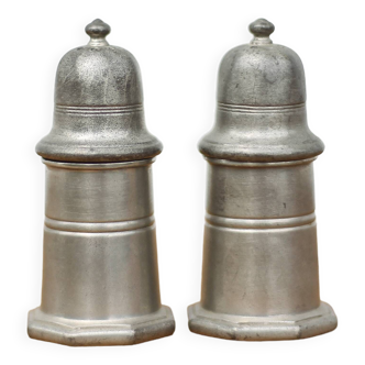 Vintage salt and pepper shakers, Christofle France, tin salt and pepper, kitchen accessories, 60's