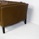 1970s brown leather sofa by Vejen Polstermøbelfabrik