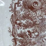 Sept assiettes à dessert terre de fer aux oiseaux f.f.Pexonne fin XIX ème