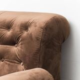 Divano modulare 2 posti en velluto marrone anni' 70 vintage modernariato