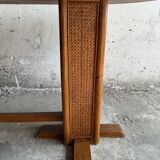 Honey-Brown Beech Wood Mid-Century Dining Table with Rattan Accents, 1960 Oval Top