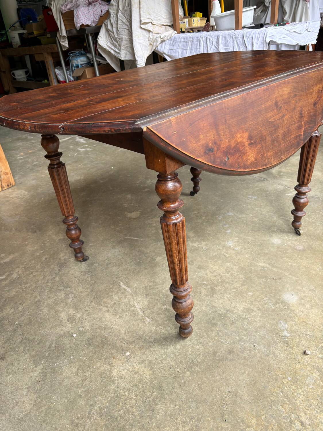 Oval walnut table
