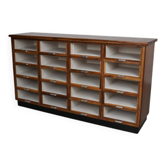 Vintage Dutch Walnut Haberdashery Shop Cabinet / Vitrine, 1950s