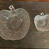 Salad bowl + 4 vintage moulded glass bowls in apple shape #D457