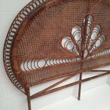 Vintage peacock rattan headboard
