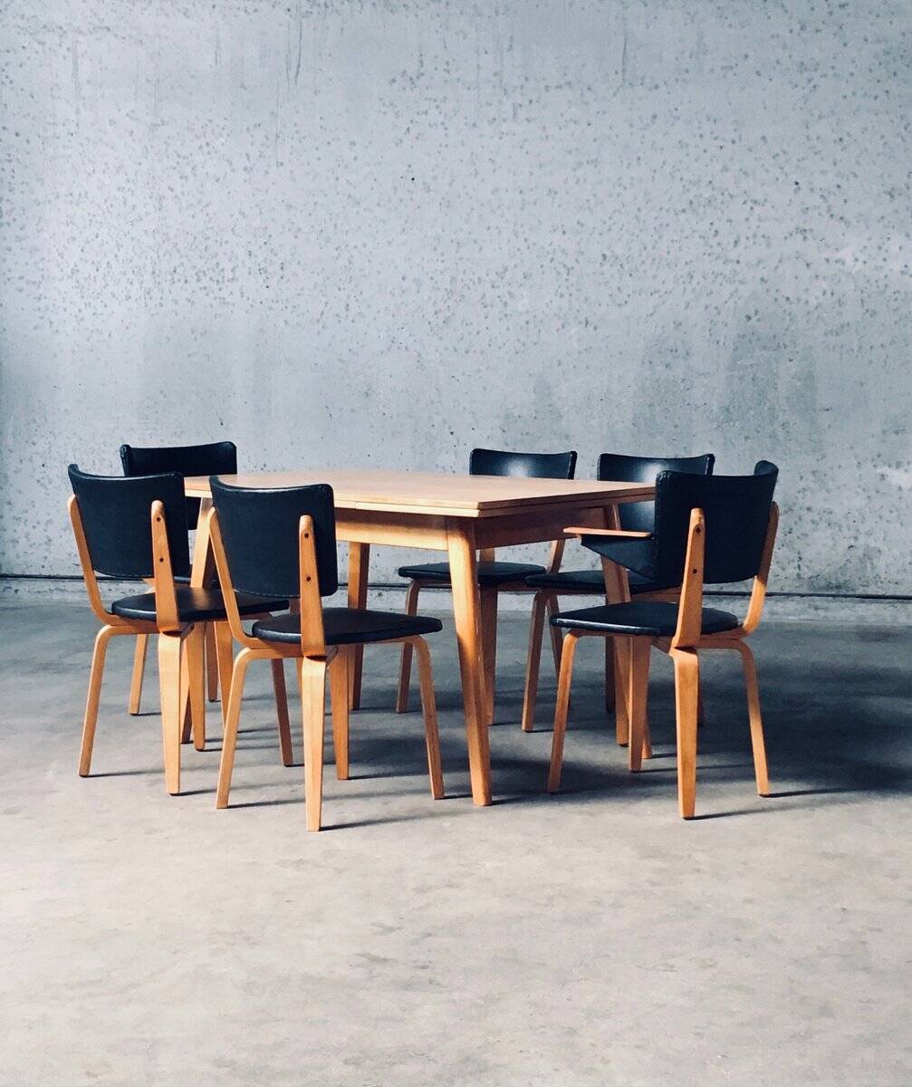 MCM Dutch Design Dining Chairs attributed to Cor Alons for Gouda Den Boer, 1950s, Set of 6
