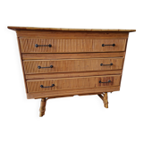 Commode en rotin et osier 1960