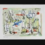 Mixed technique Art brut/Figurative art/Unique art signed Kabian 65X50 cm