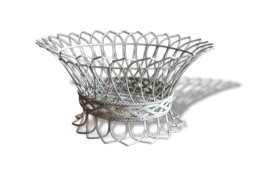 White metal fruit basket