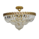 Large chandelier, brass crown ceiling lamp, 4 floors, 8 lights, glass grapevines. Year 80