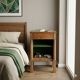 Antique bedside table in poplar with walnut veneer, 19th century.