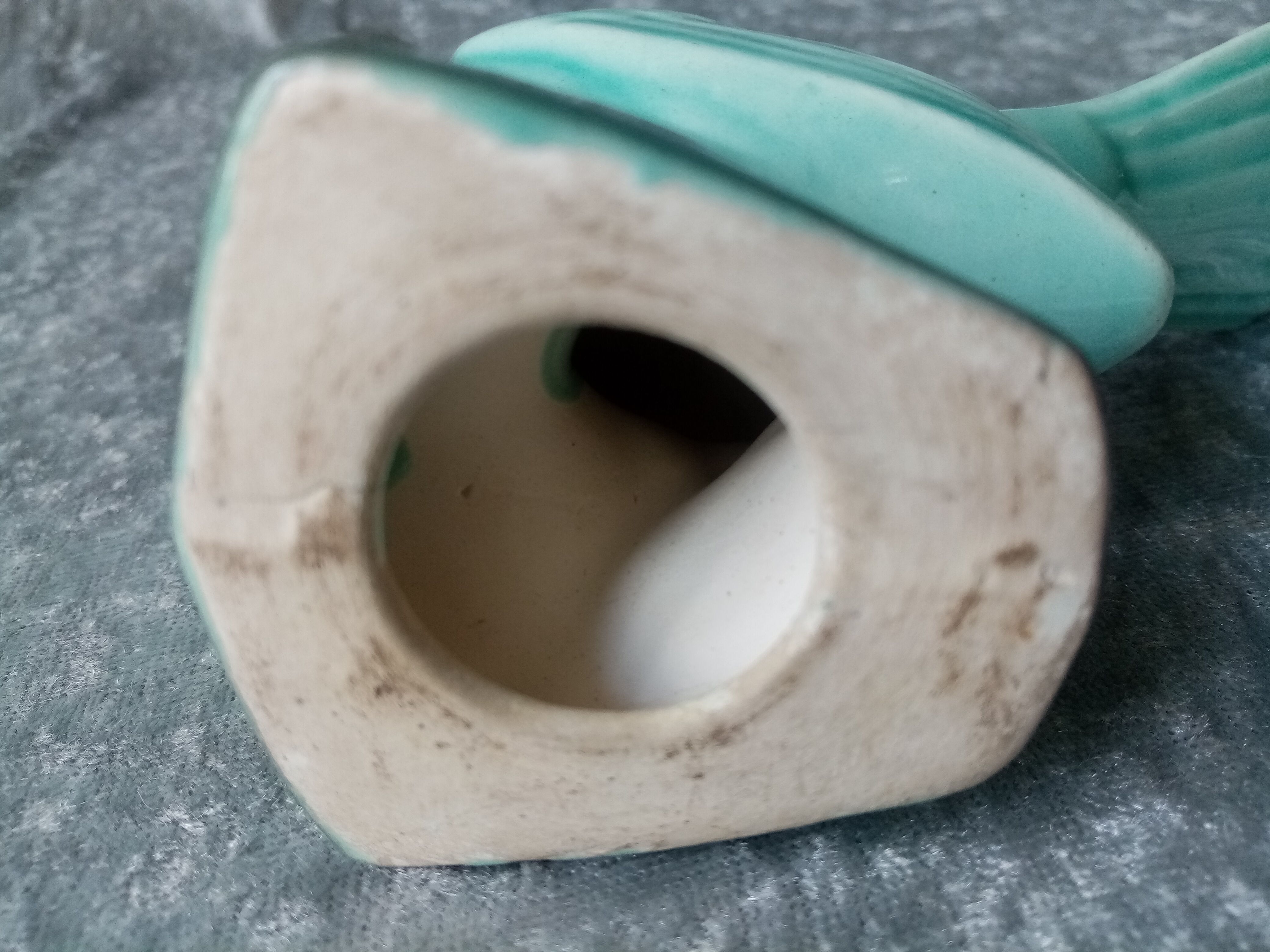 Art deco sparrow in turquoise enamelled faience