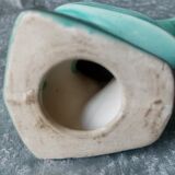 Art deco sparrow in turquoise enamelled faience