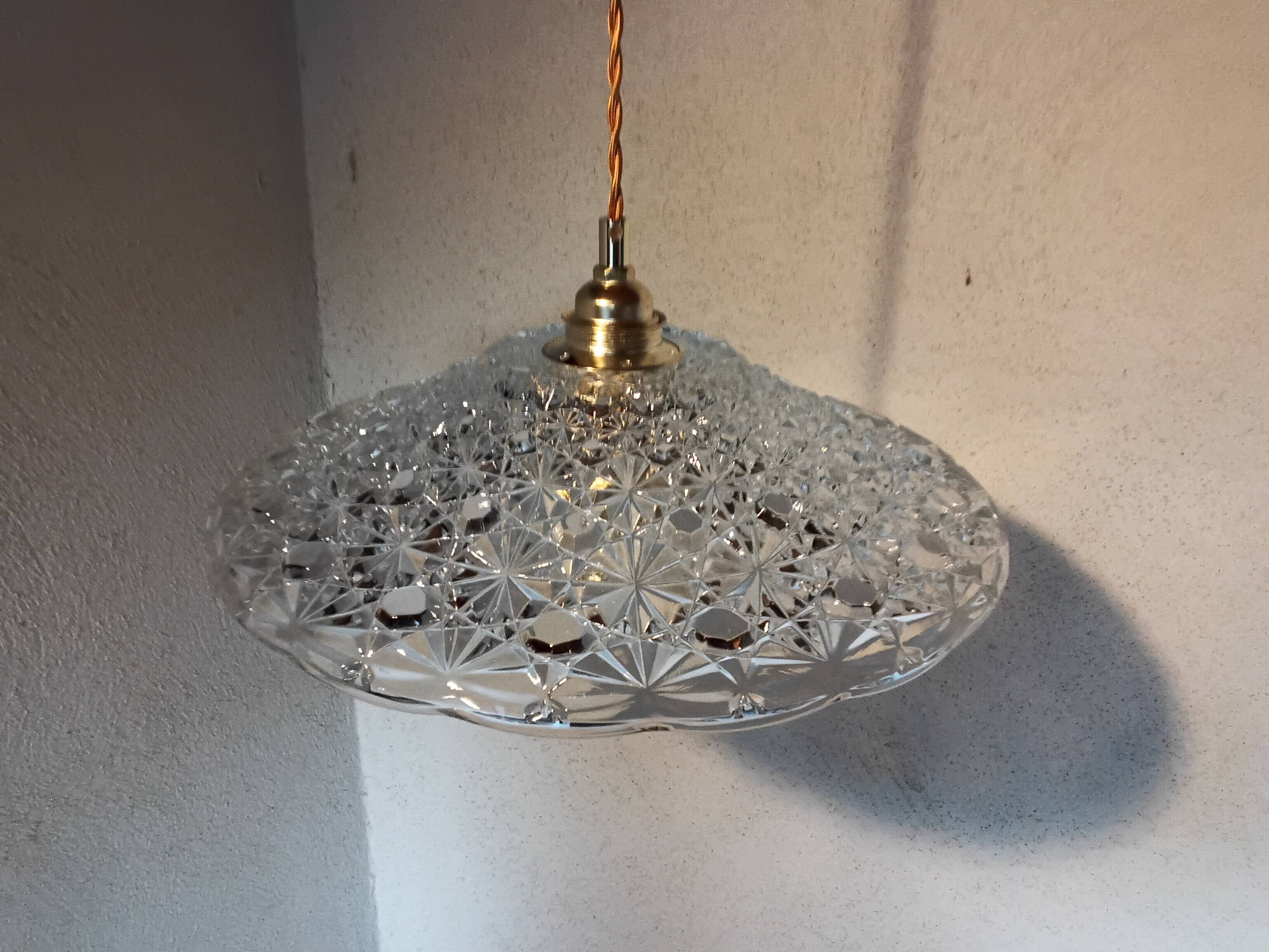 Vintage chiseled glass pendant light