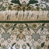 Tapis laine vert floral traditionnel nouée à la main - 165x90cm