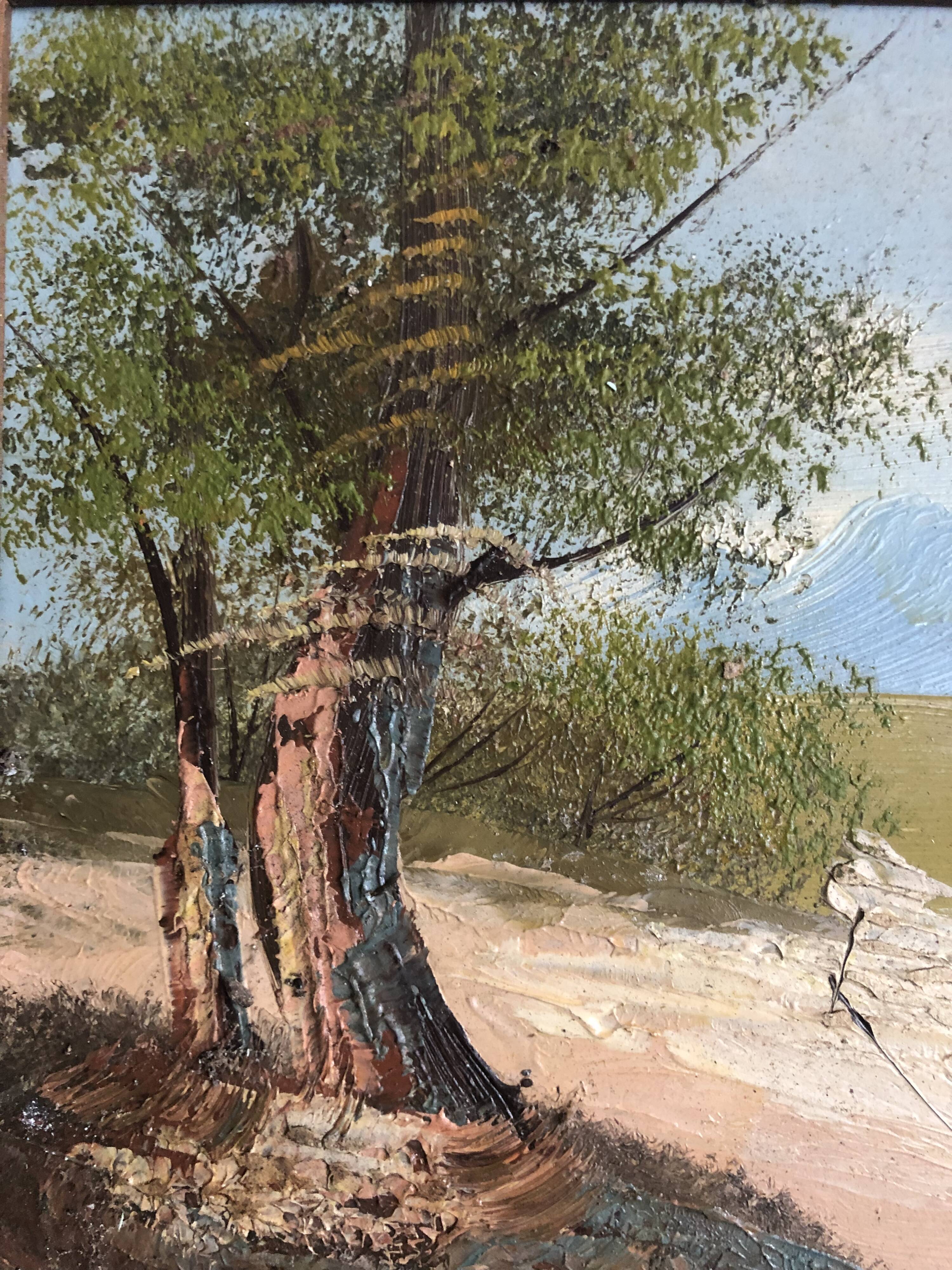 Oil on canvas countryside landscape