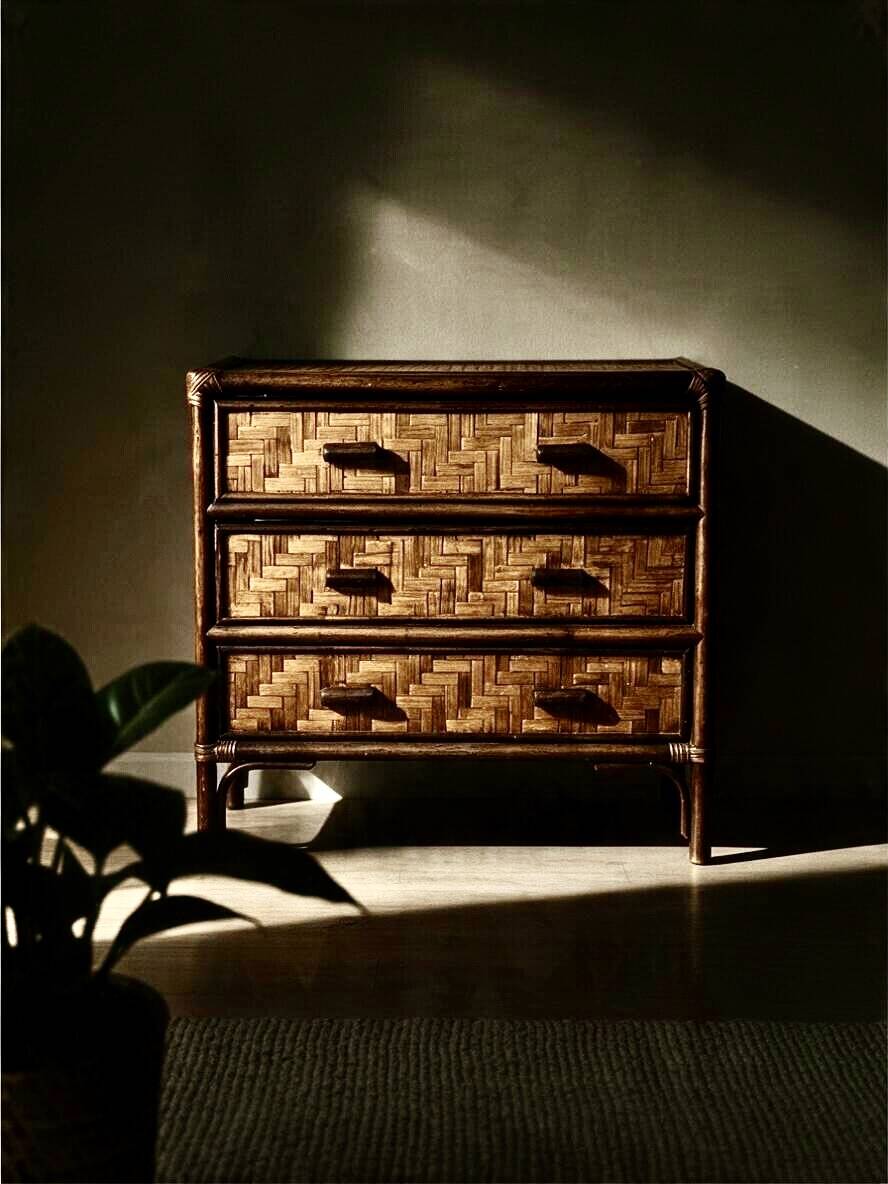 Commode rotin et bambou 1960