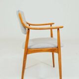 Vintage desk chair officer armchair light grey wool 1960