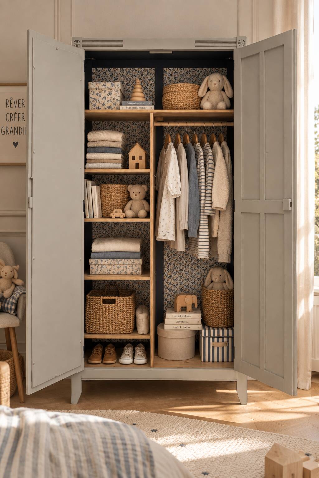 Armoire parisienne art déco rénovée miroir biseauté
