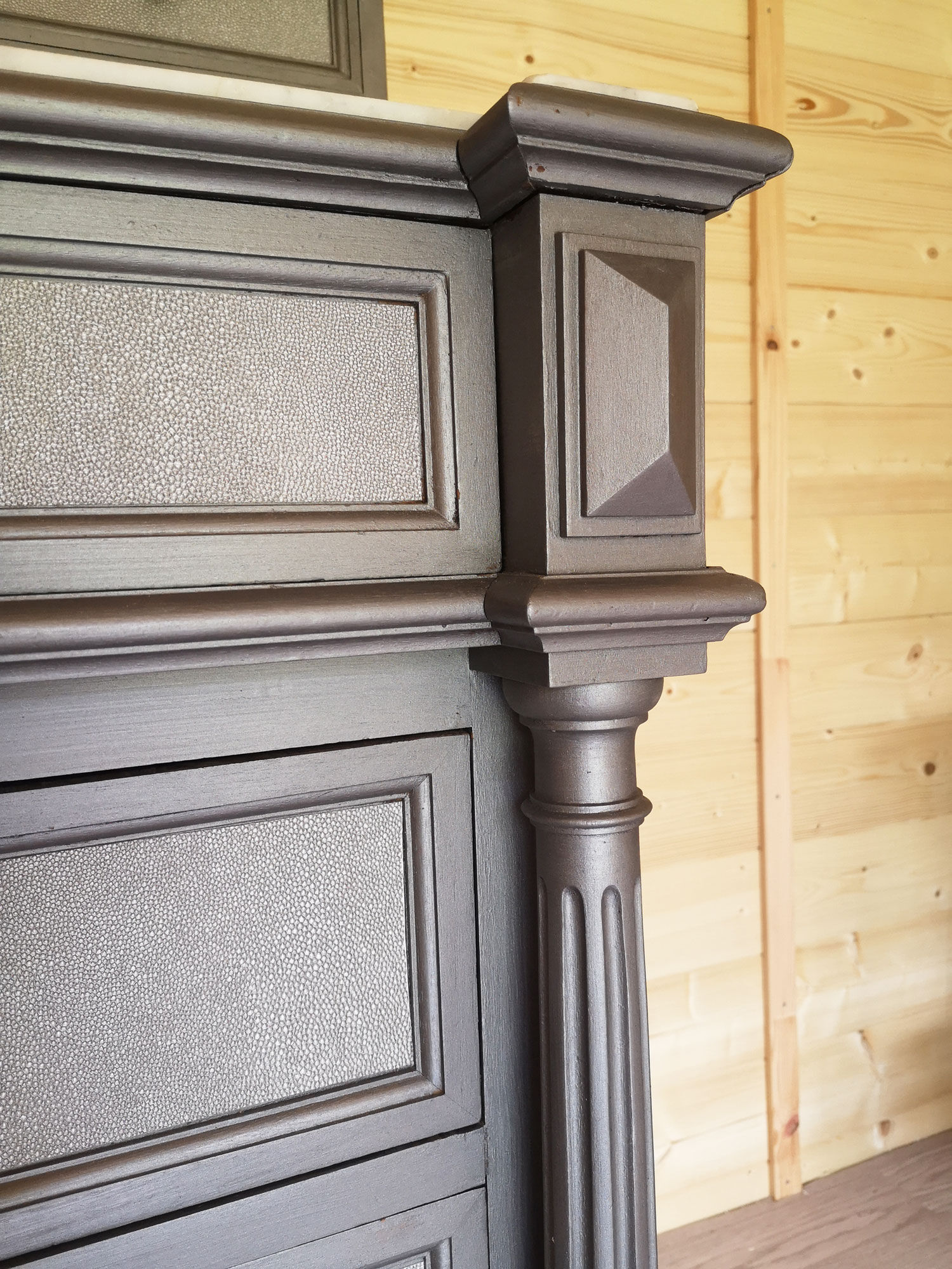 Commodity mirror year 1900 - 1920 Painted wood and white marble