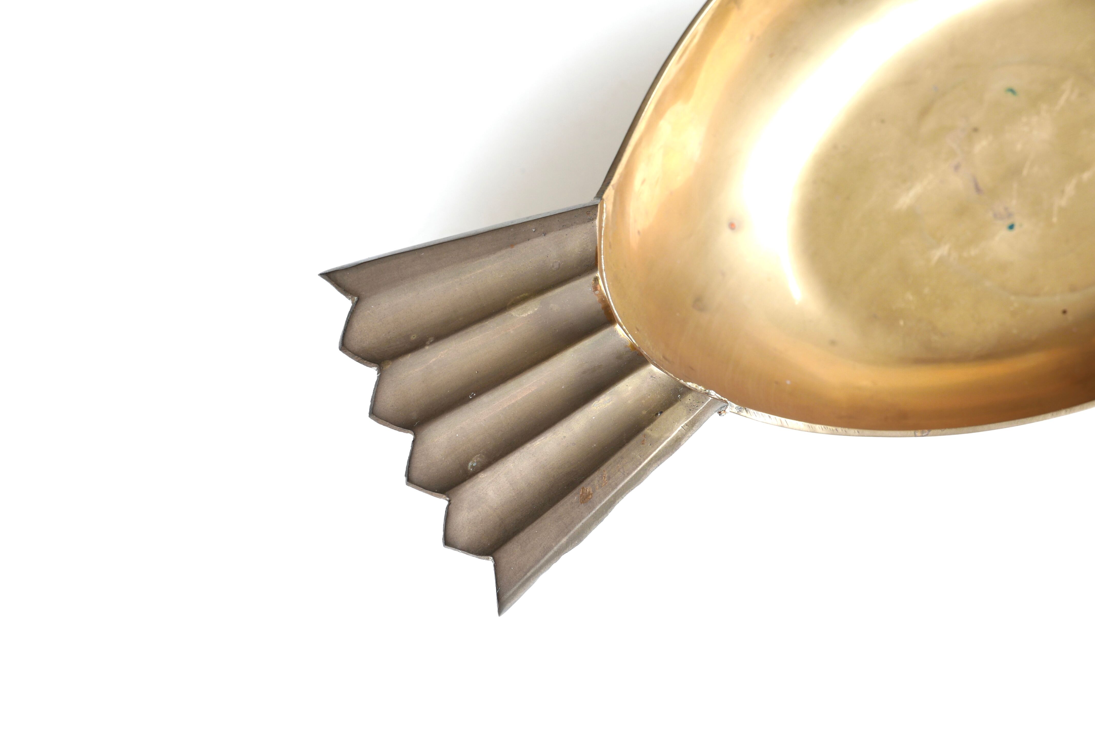 Trinket bowl bird in brass, years 60